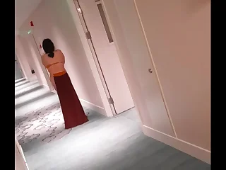 Beijing Dom: Chinese slave walking in hotel