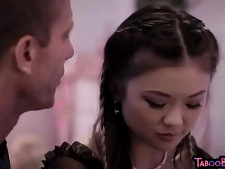 Asian pierced added to hairypussy stepteen fucked unconnected with stepdad